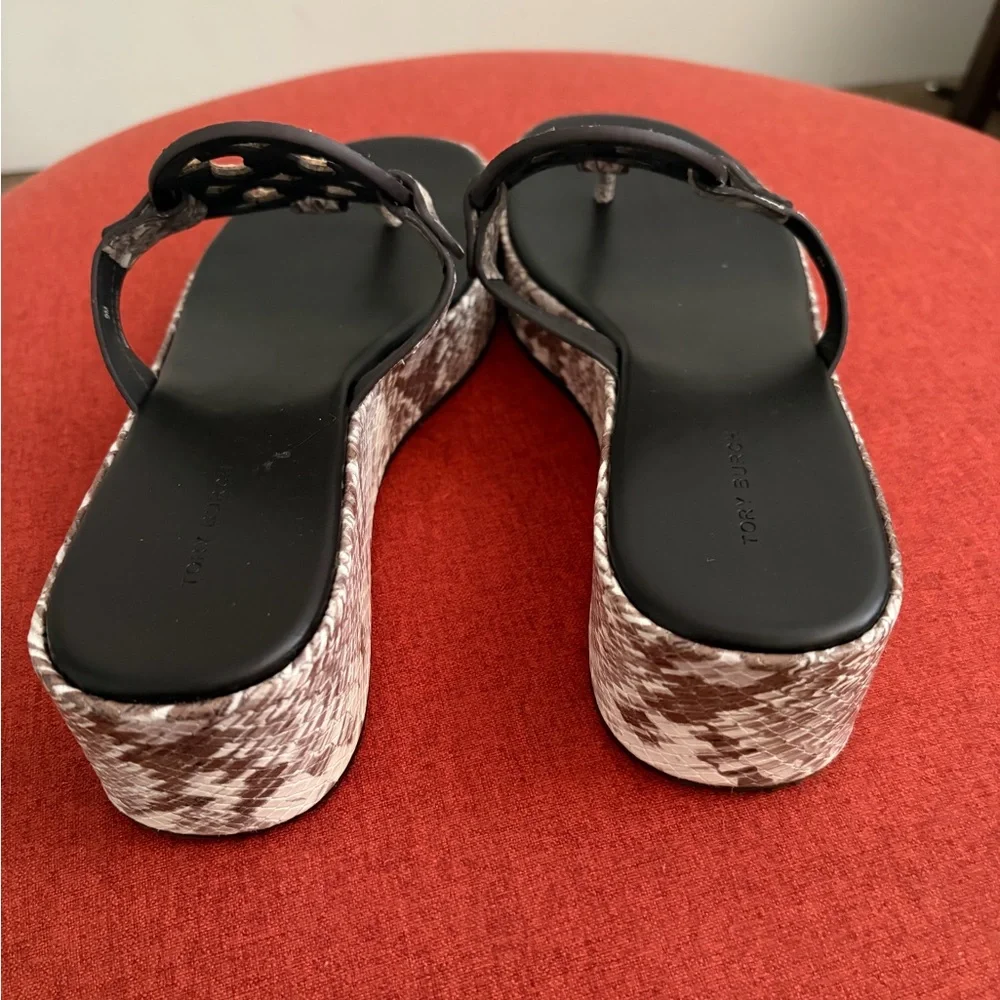 Tory Burch Snake Printed Miller Platform Thong Sandals